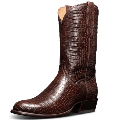 unboxelements Handmade Croc Print Leather Slip On Western Cowboy Boots